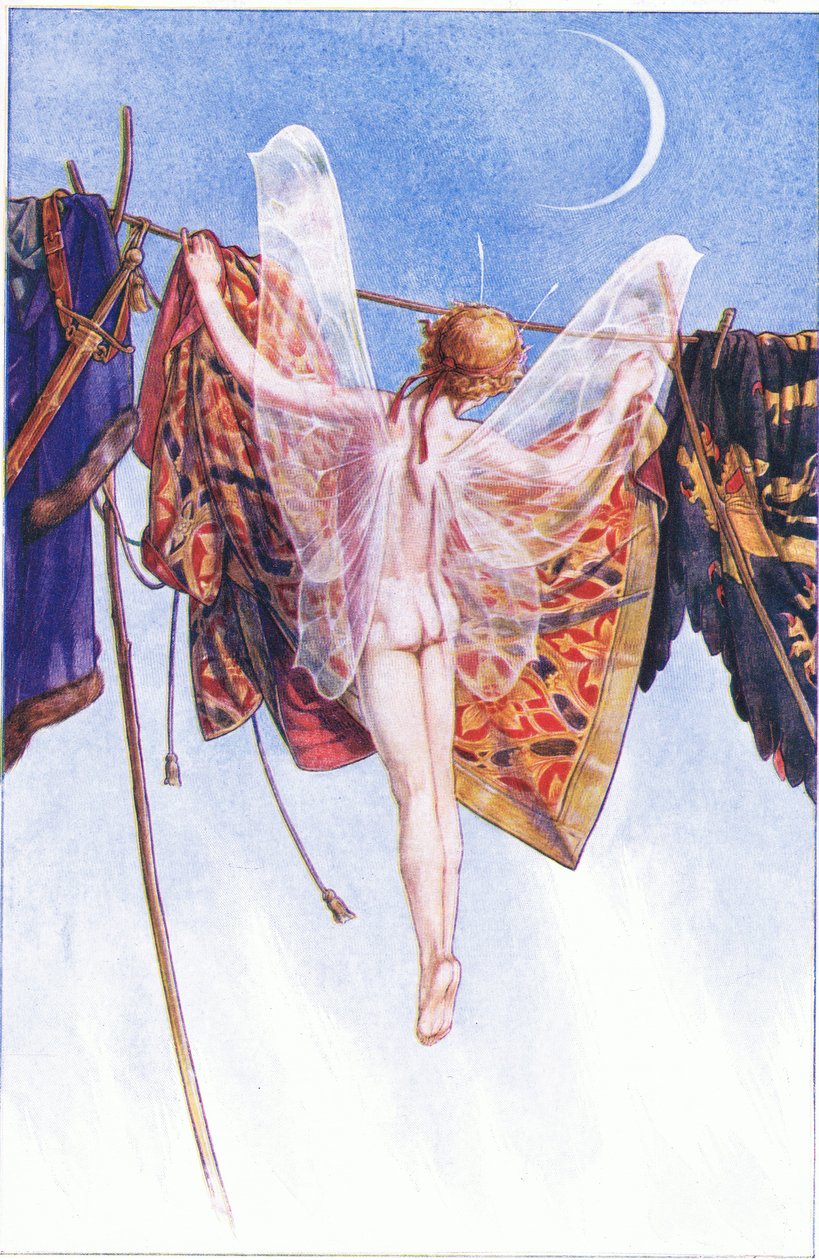Tule ripustamaan ne narulle, kuvitus elokuvasta Myrsky, 1908. tekijältä Paul Vincent Woodroffe