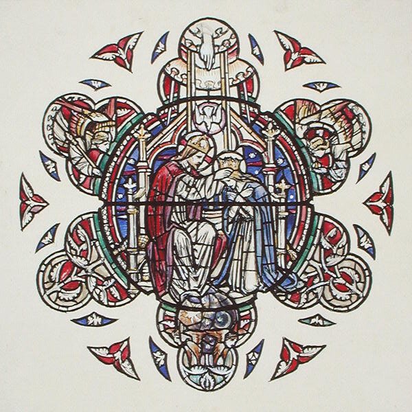 Neitsyt Marian kruunajaiset, noin 1910 (akvarelli paperille). tekijältä Paul Vincent Woodroffe