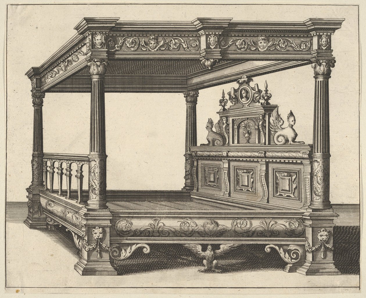 Katossänky Verscheyden Schrynwerckiltä ... [Useita puusepäntöjä ...], 1658. tekijältä Paul Vredeman de Vries