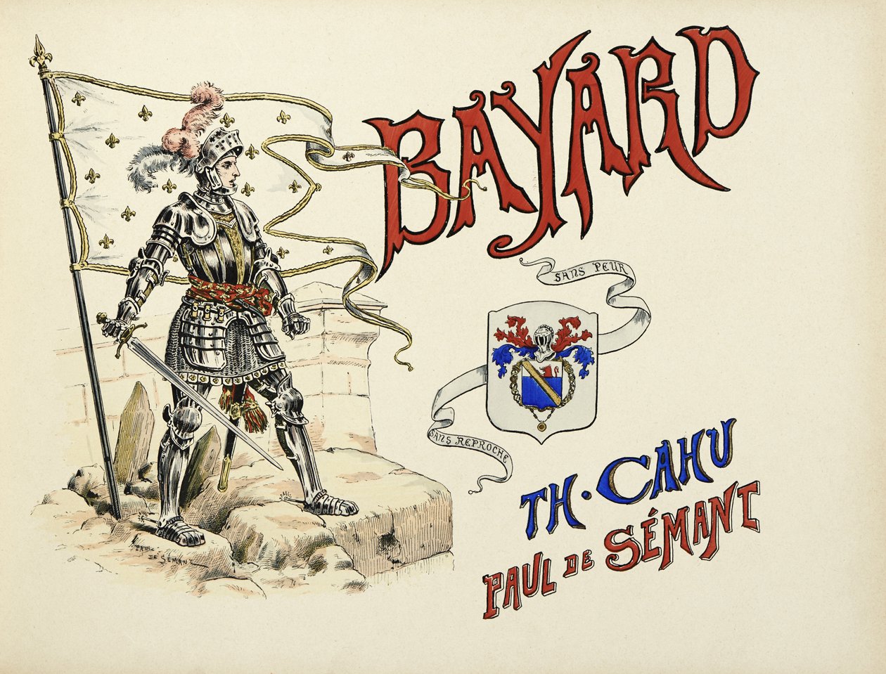 Kuvitus otettu Theodore Cahun kirjasta "Histoire du chevalier Bayard", kuvittanut Paul De Semant (1855-1915) tekijältä Paul de Semant