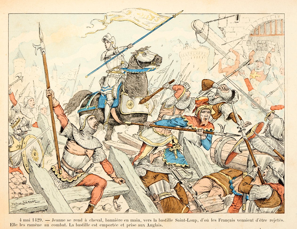 Kuvitus otettu Theodore Cahun kirjasta "" Joan of Arc "" ja kuvittanut Paul De Semant (1855-1915): 4. toukokuuta tekijältä Paul de Semant