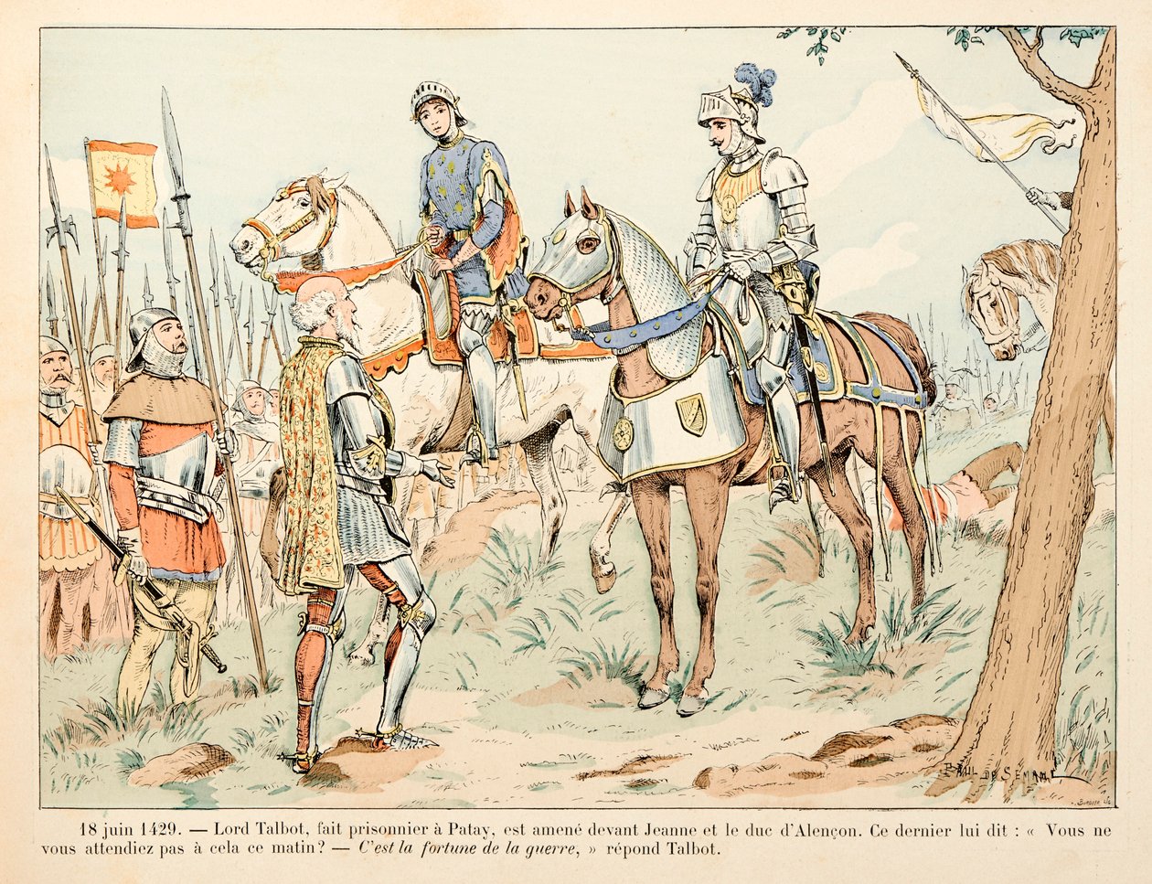 Kuvitus otettu Theodore Cahun kirjasta "" Joan of Arc "" ja kuvittanut Paul De Semant (1855-1915): 18. kesäkuuta tekijältä Paul de Semant