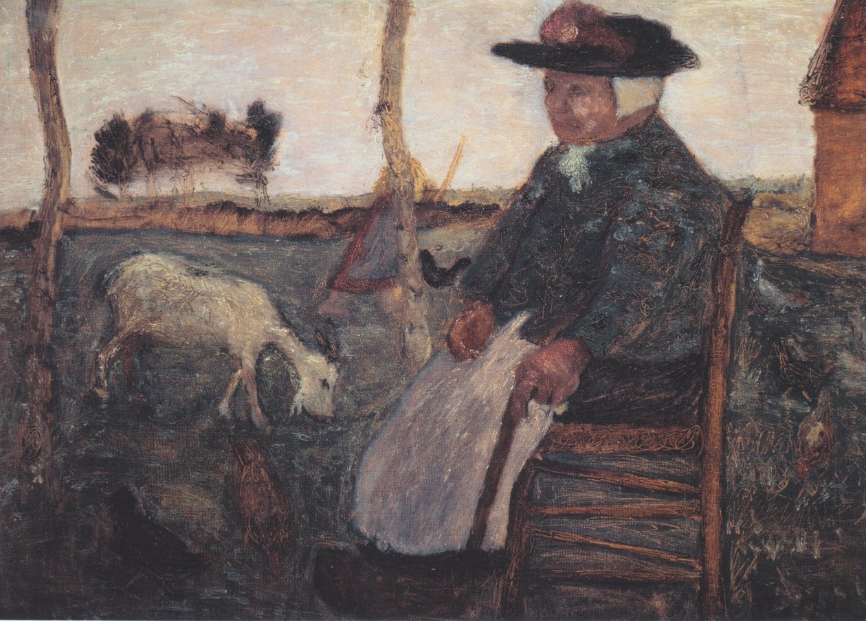 Vanha talonpoikaisnainen vuohen kanssa tekijältä Paula Modersohn Becker