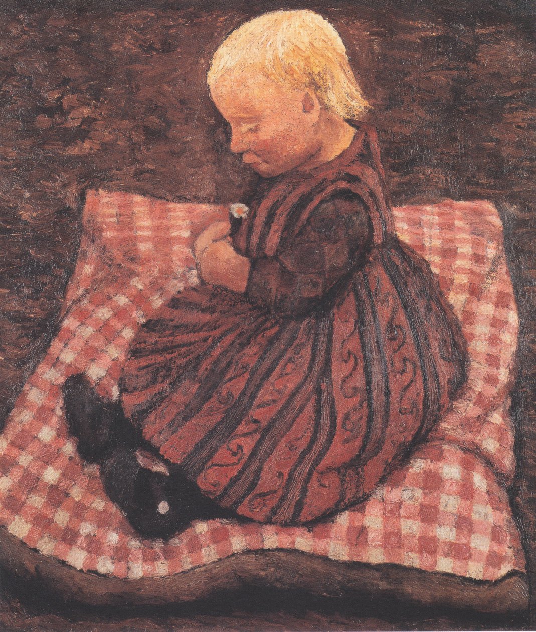 Lapsi punaisen tyynyn päällä tekijältä Paula Modersohn Becker