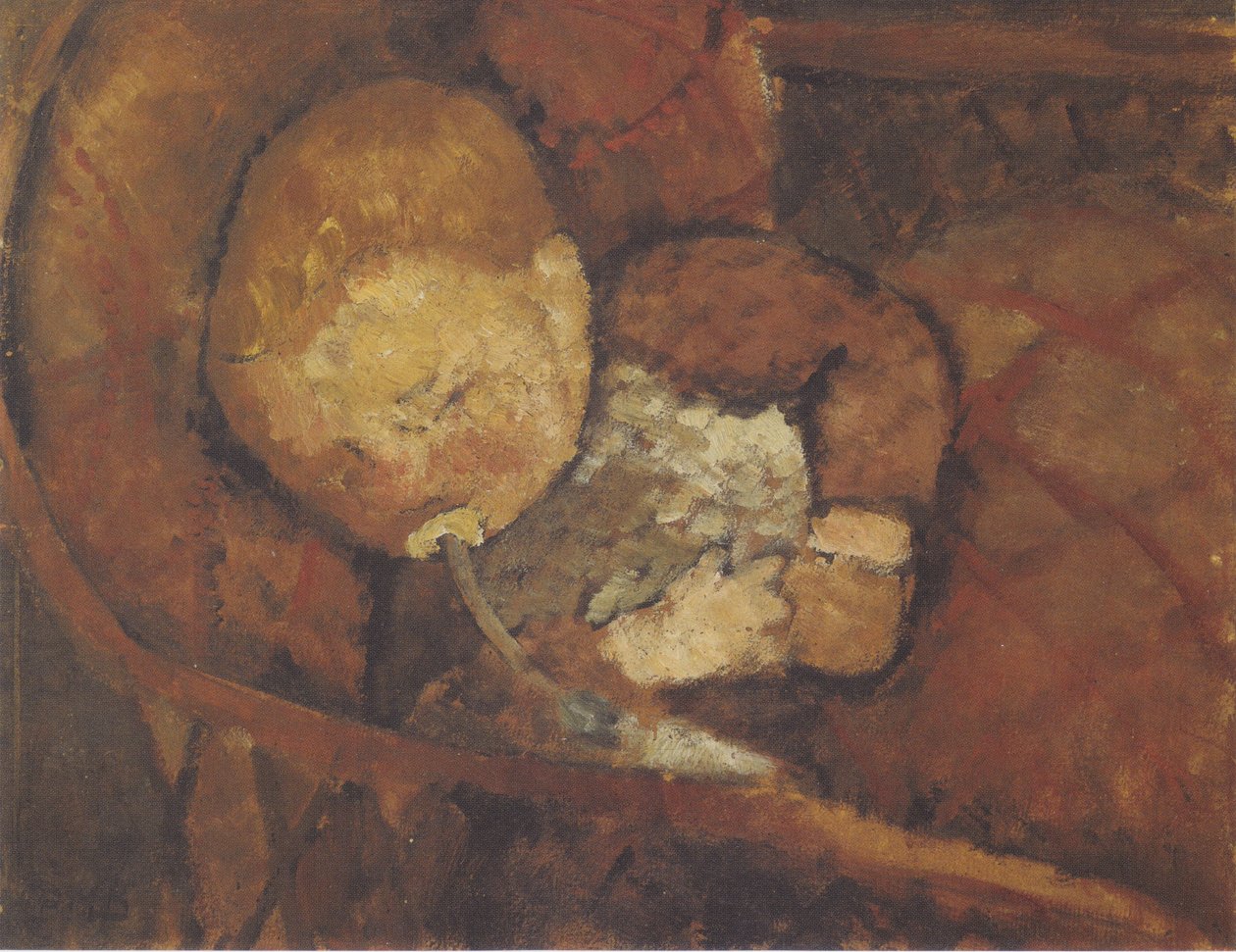 Lapsi tuttipullon kanssa kehdossa tekijältä Paula Modersohn Becker