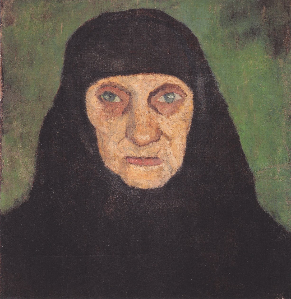Vanhan naisen pää, jolla on musta päähuivi tekijältä Paula Modersohn Becker