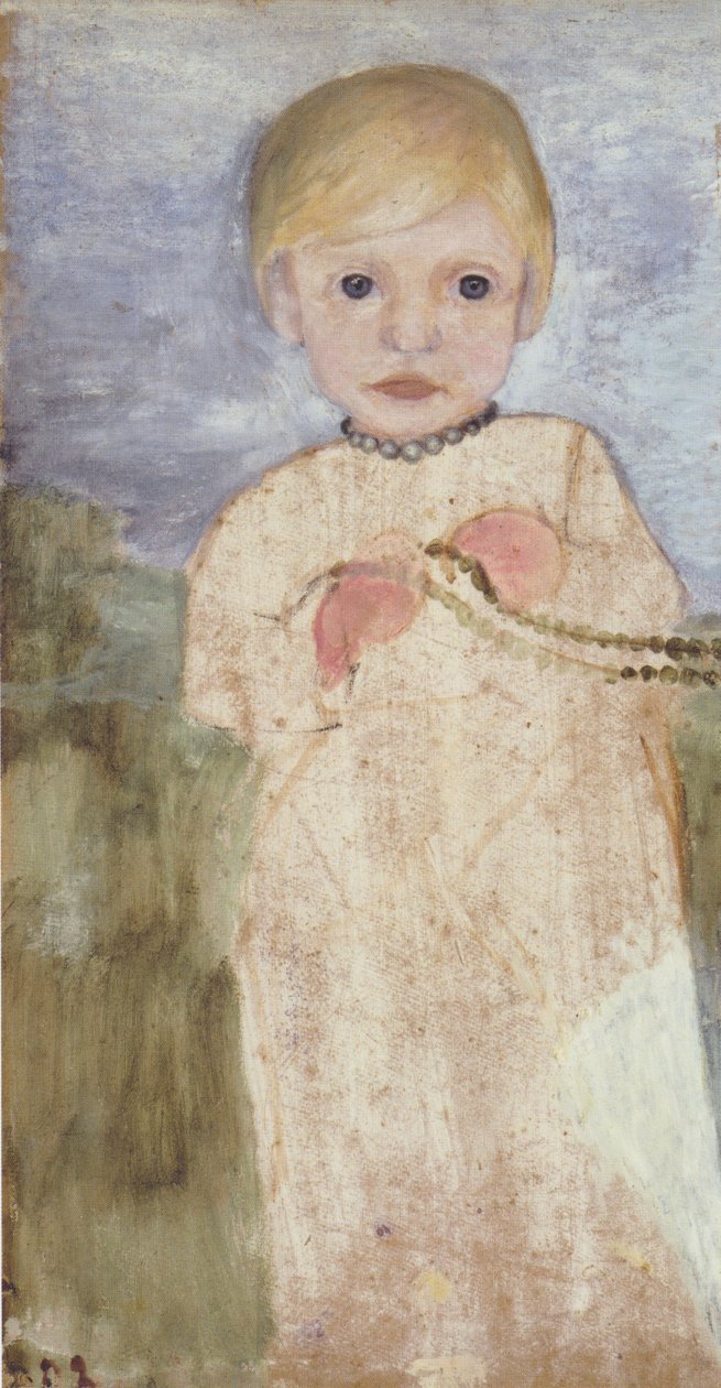 Mieke Vogeler mit Perlenkette tekijältä Paula Modersohn Becker