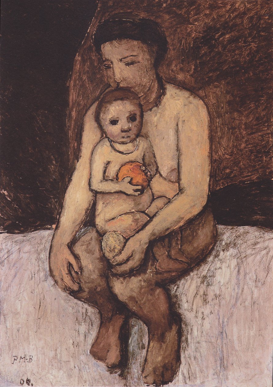 Istuva äiti ja lapsi sylissään tekijältä Paula Modersohn Becker