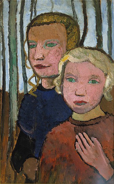 Kaksi tyttöä koivujen edessä tekijältä Paula Modersohn Becker