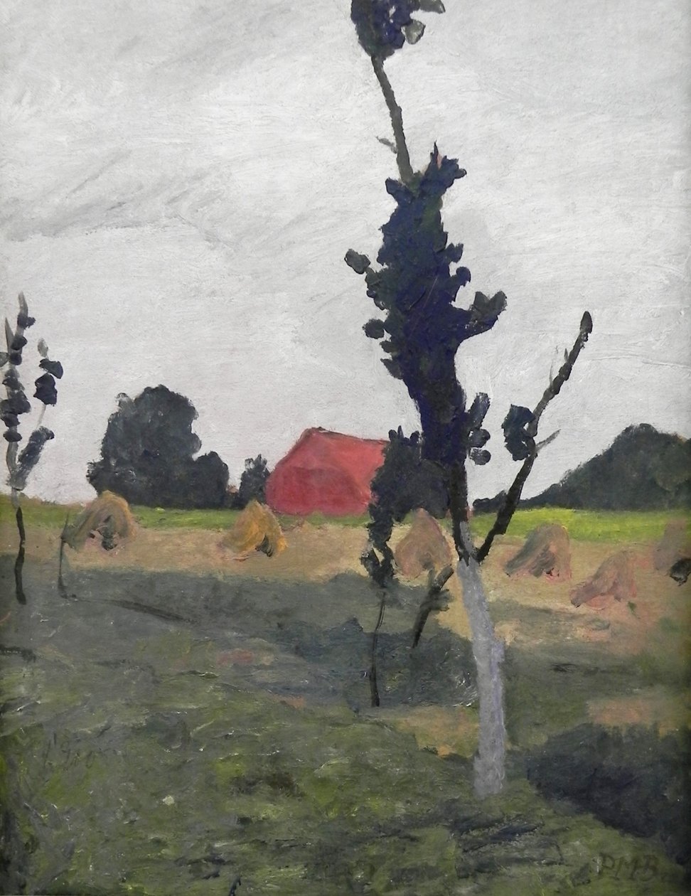 Worpsweder Landschaft mit rotem Haus tekijältä Paula Modersohn Becker