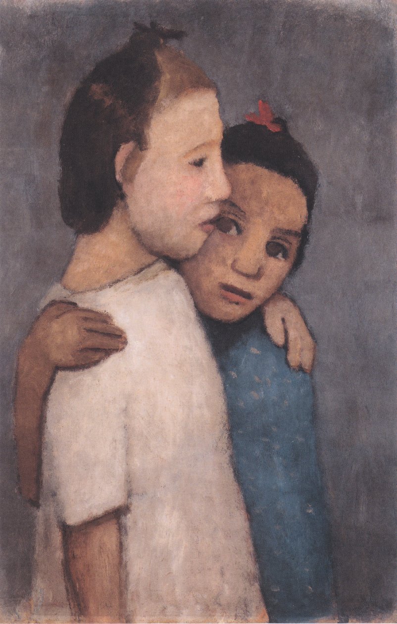 Kaksi tyttöä valkoisessa ja sinisessä mekossa tekijältä Paula Modersohn Becker