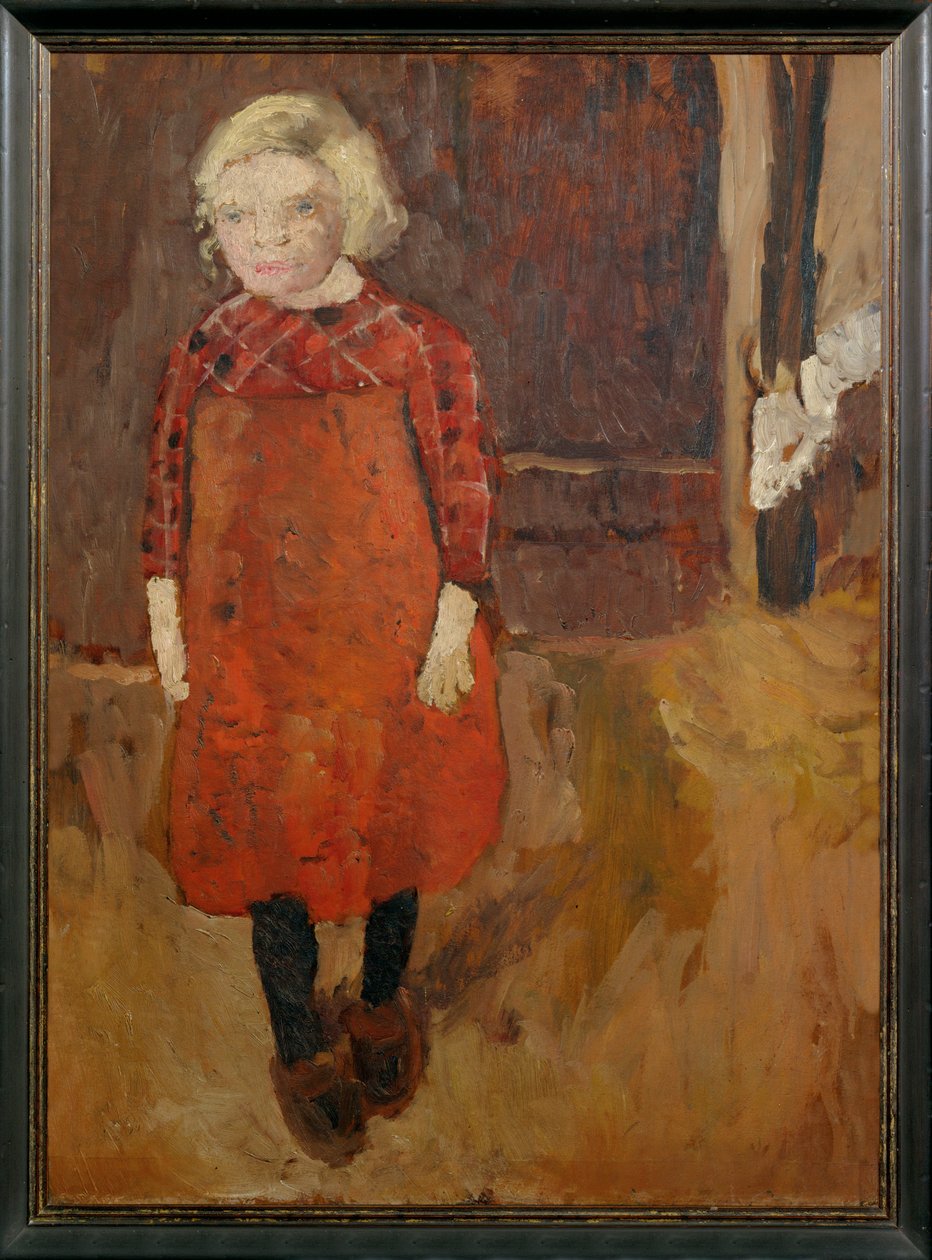 Tyttö, seisoo vuohipukin edessä, - tekijältä Paula Modersohn-Becker