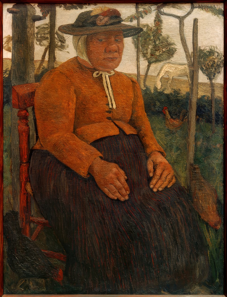 Vanha köyhä nainen istuu puutarhassa tekijältä Paula Modersohn Becker