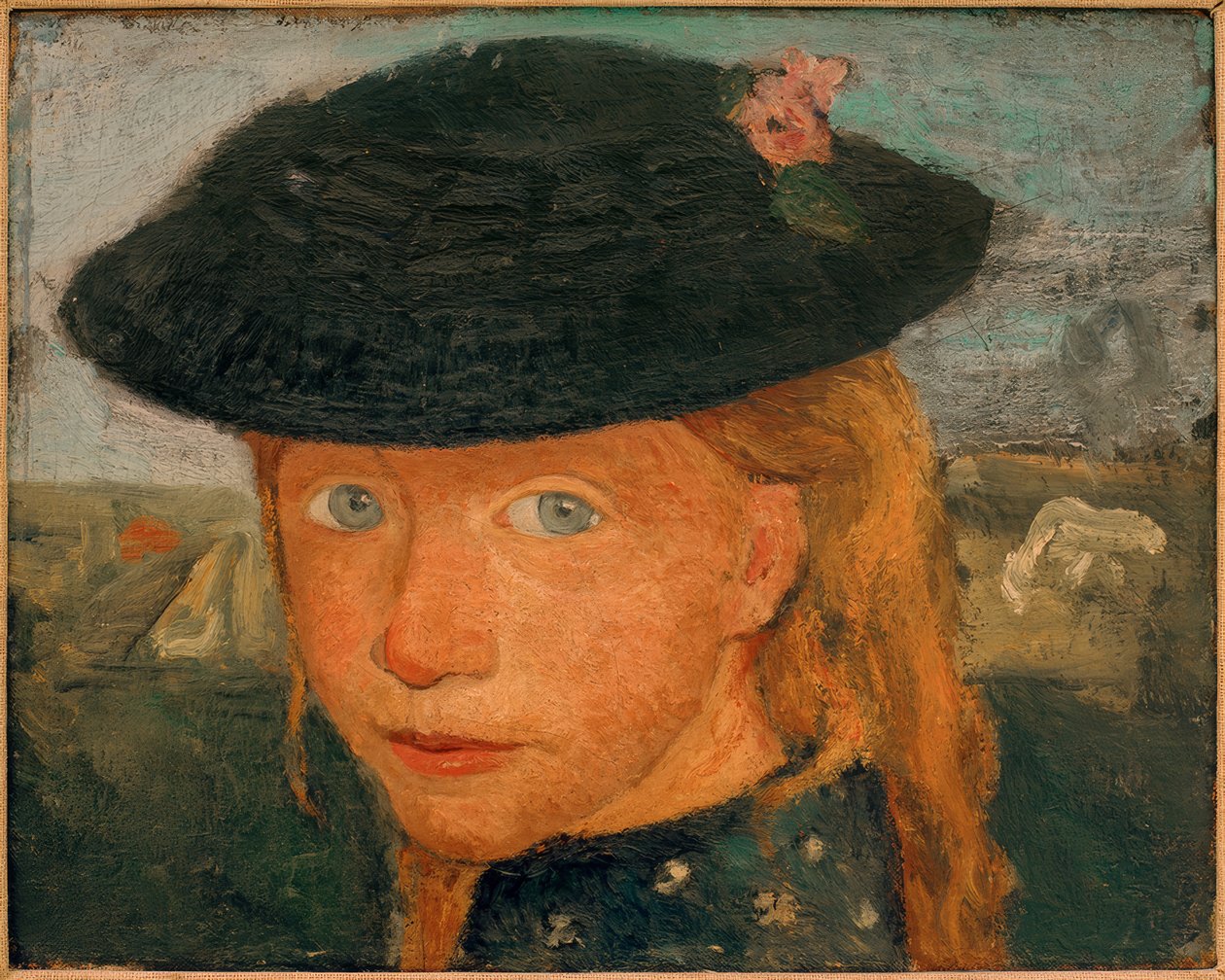 Kopf eines kleinen Mädchens mit Strohhut tekijältä Paula Modersohn Becker