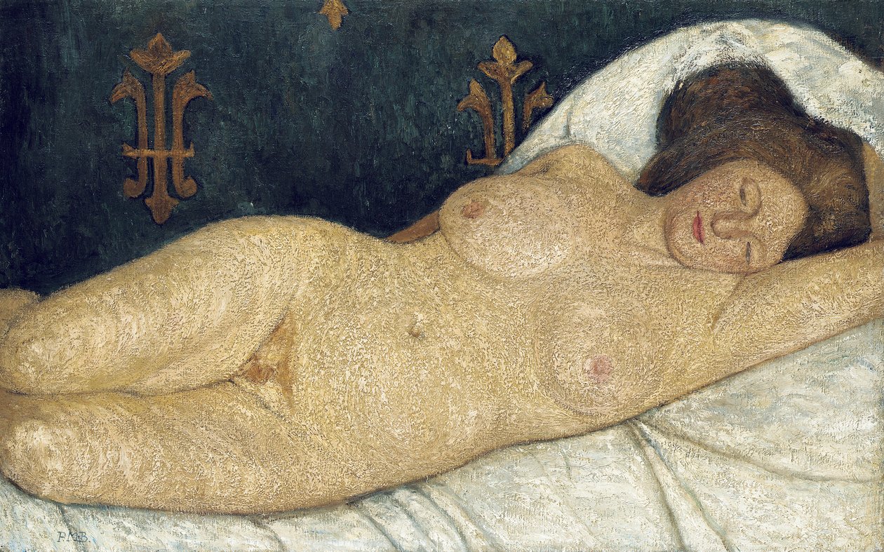 Makaava nainen alaston, 1905-06 tekijältä Paula Modersohn Becker