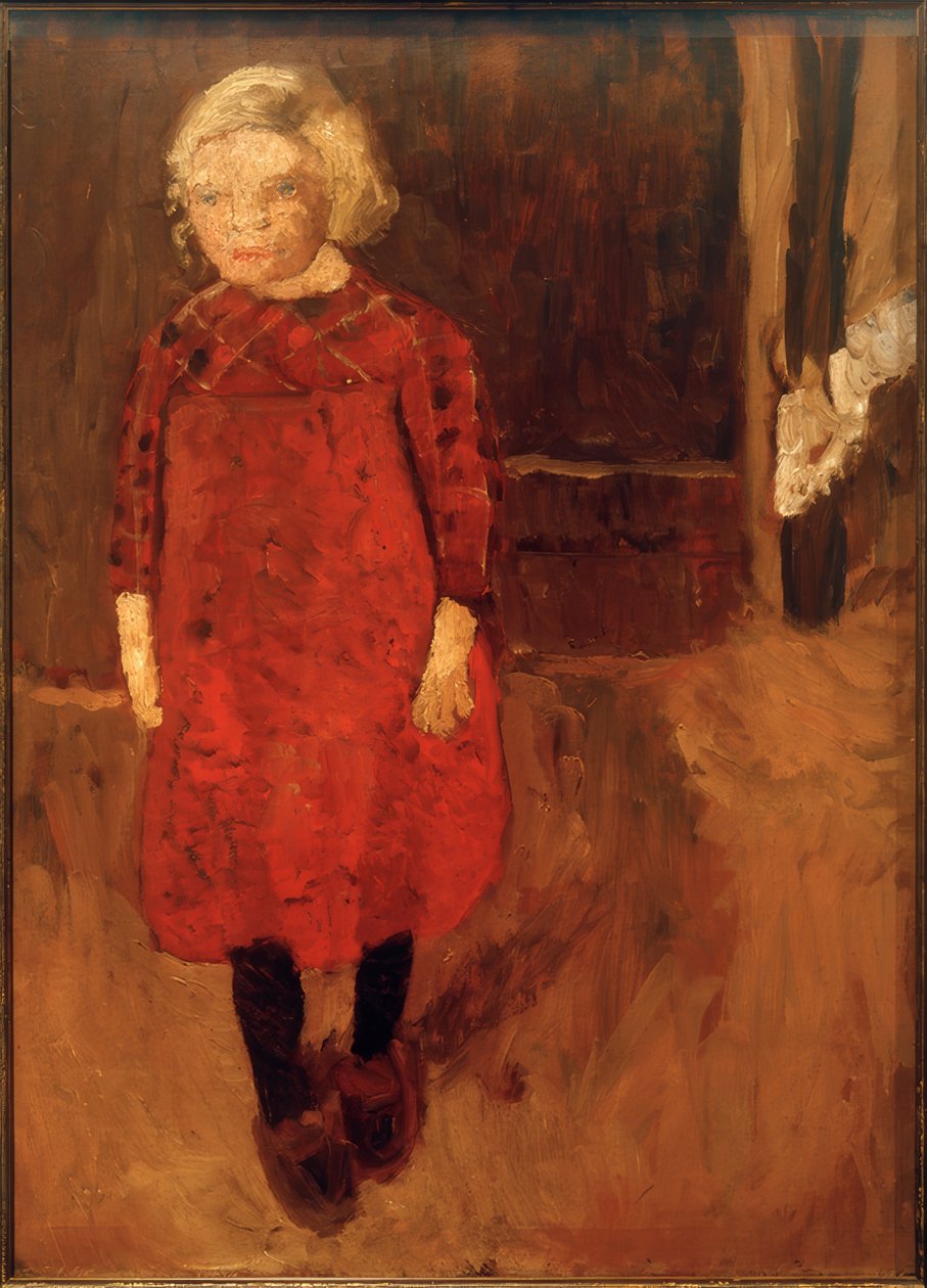 Tyttö seisoo vuohenvajan edessä tekijältä Paula Modersohn Becker