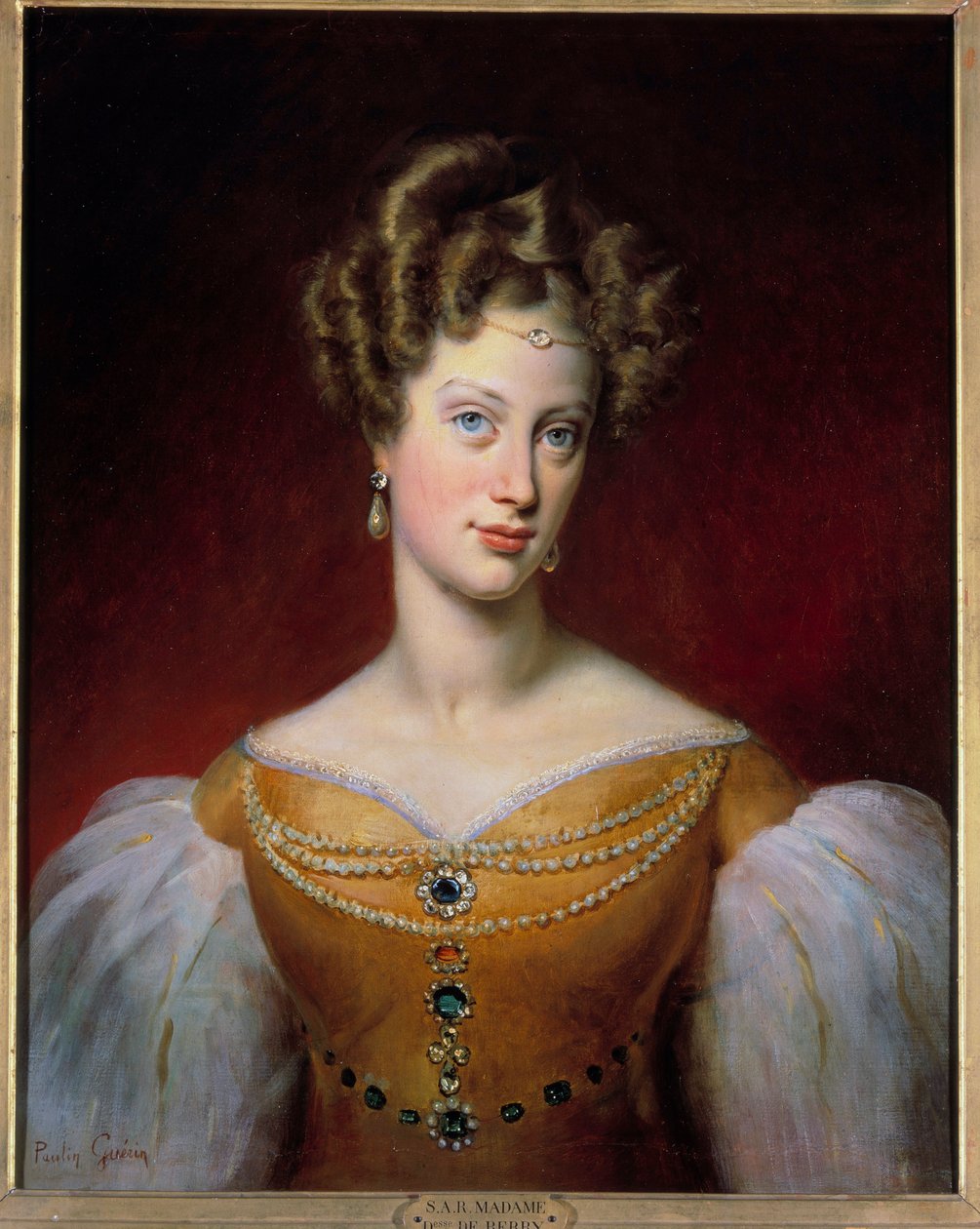 Muotokuva Marie Carolinesta, Bourbonin prinsessasta - Sisilia ja Berryn herttuatar (1798-1870) Paulin Guerinin (1783-1855) maalaus 1819 su. 0,69x0,54 m tekijältä Paulin Jean Baptiste Guerin