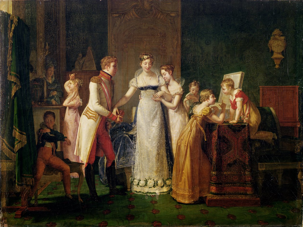 Marie-Louise (1791-1847) Itävallasta jättämässä hyvästit perheelleen Wienissä, 13. maaliskuuta 1810, 1812 tekijältä Pauline Auzou