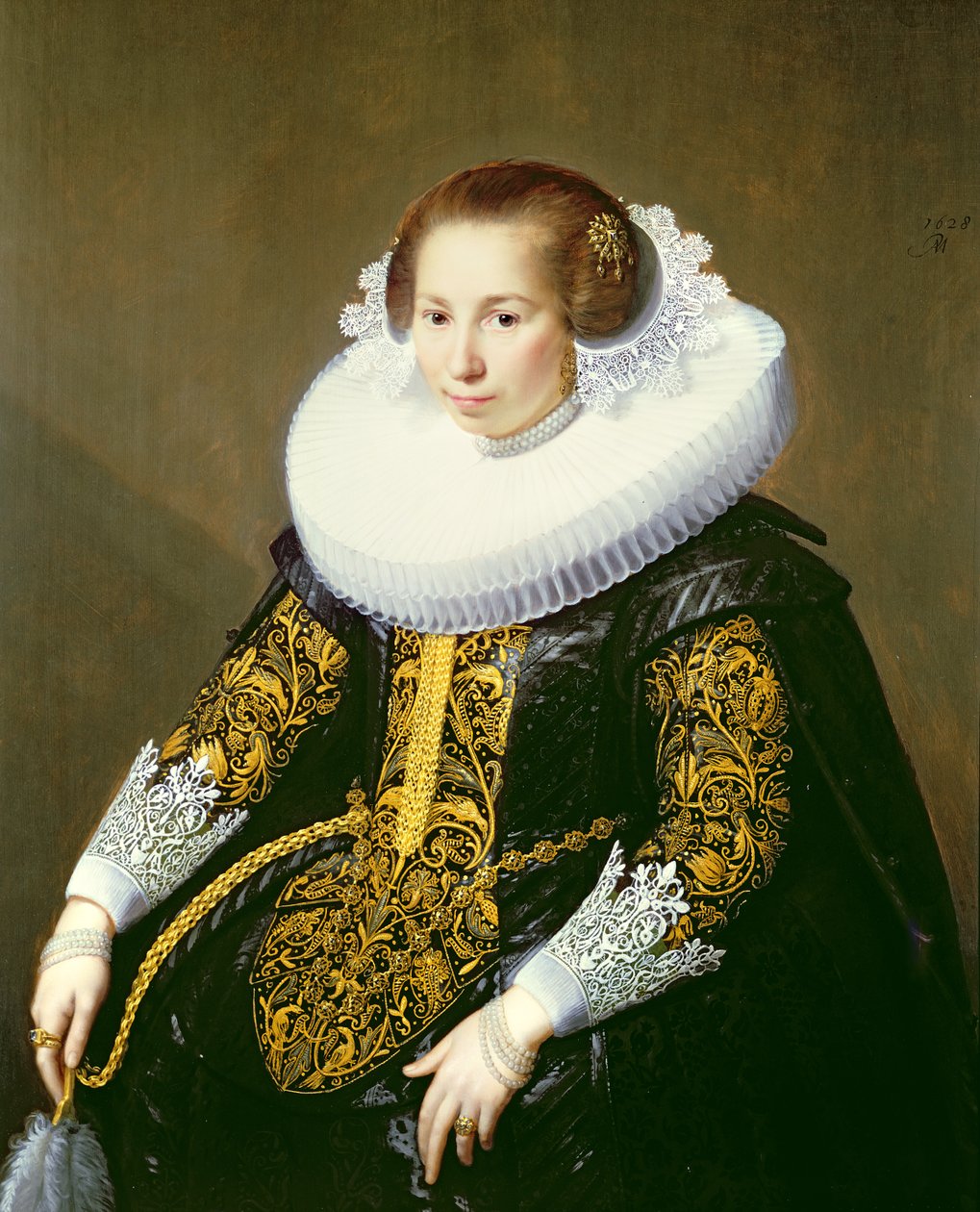 Rouva van Voorstin muotokuva (yksi parista: 132049), 1628. tekijältä Paulus Moreelse