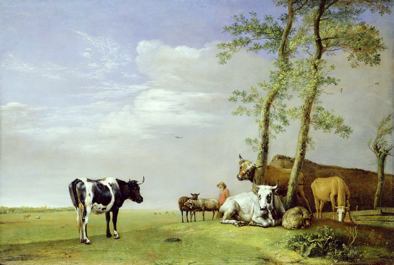 Maalaismies laumansa kanssa, 1648 tekijältä Paulus Potter