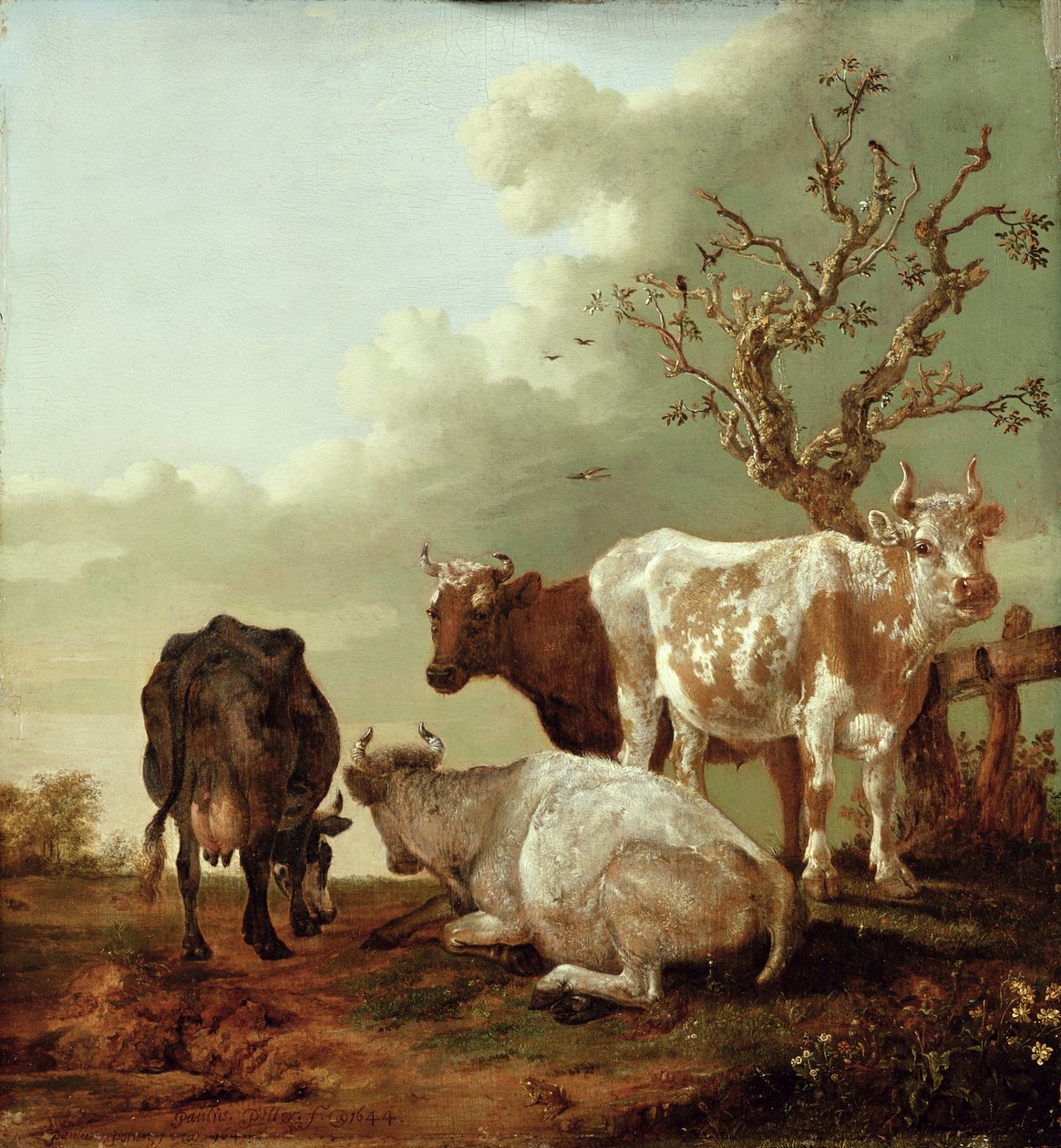 Neljä lehmää niityllä, 1644 tekijältä Paulus Potter