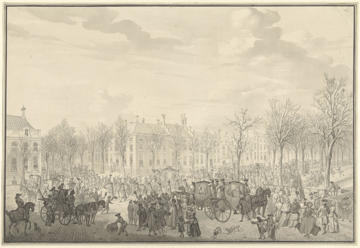 Prinssi William V:n saapuminen Haagiin 10. marraskuuta 1762 tekijältä Paulus Constantijn la Fargue (possibly)