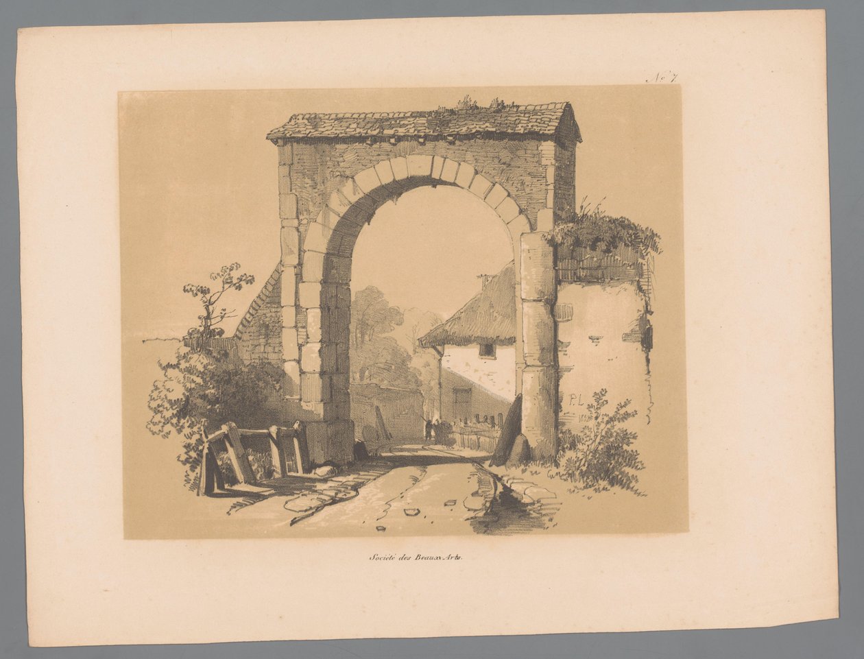 Näkymä kaupungin portille Paulus Lautersin maalaukselliset kasvot (sarjan nimi) Etrennes pittoresques pour 1839, par Lauters (sarjan nimi) tekijältä Paulus Lauters
