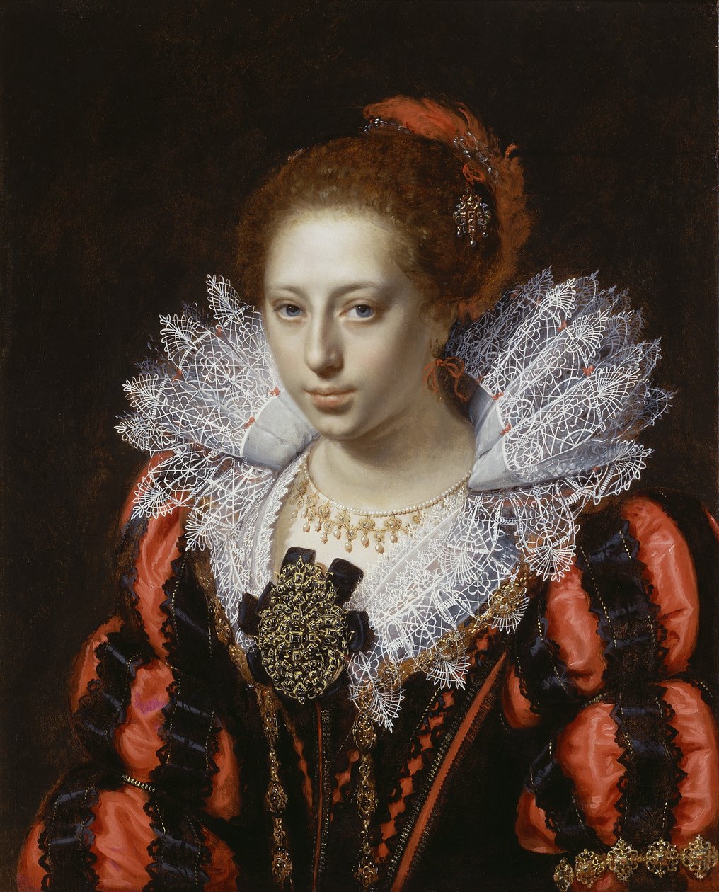 Nuoren naisen muotokuva, n. 1620 tekijältä Paulus Moreelse