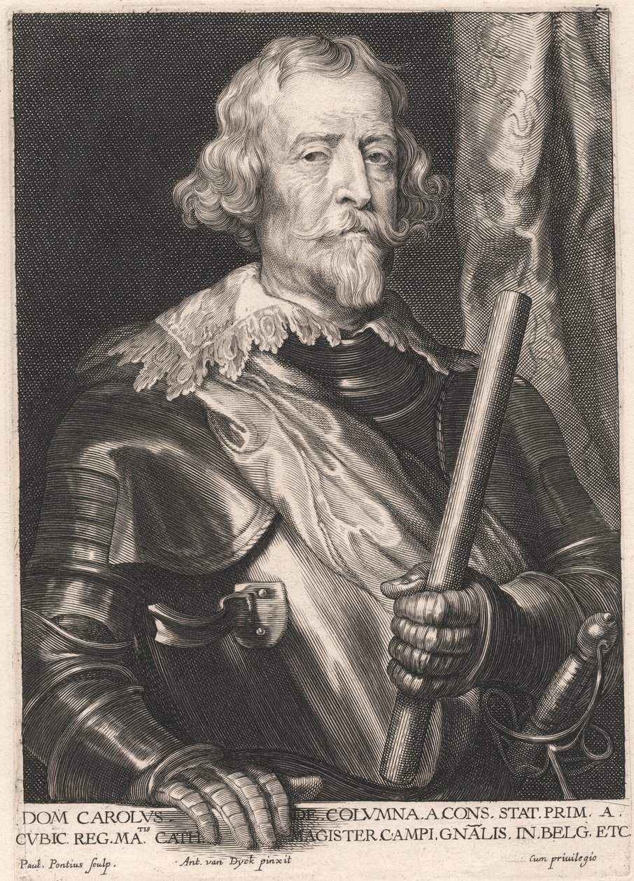 Dom Charles de Columna de Cons. fica Prim. um cubo Reg. Matis Cat. Mestre do Campo Gnalis em. Bélgica Etcfinnish tekijältä Paulus Pontius