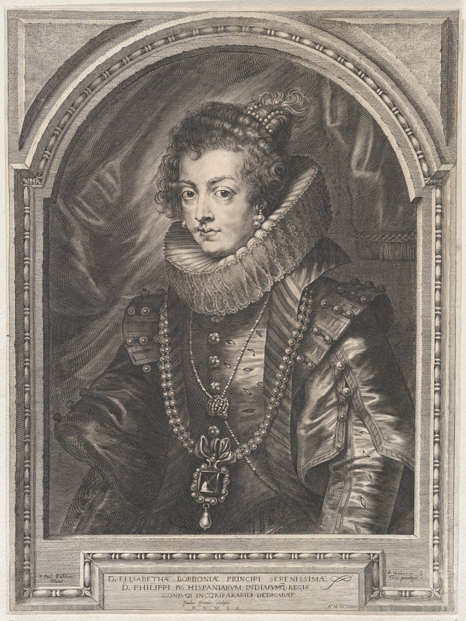 Muotokuva Elisabeth of Bourbonista, Espanjan kuningattaresta, 1632, 1632. tekijältä Paulus Pontius