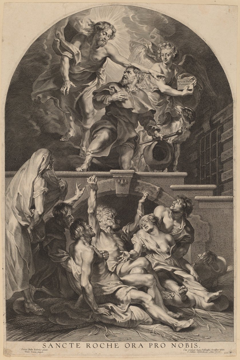 Jeesus Kristus ilmestyy Saint Rochille tekijältä Paulus Pontius, after Sir Peter Paul Rubens