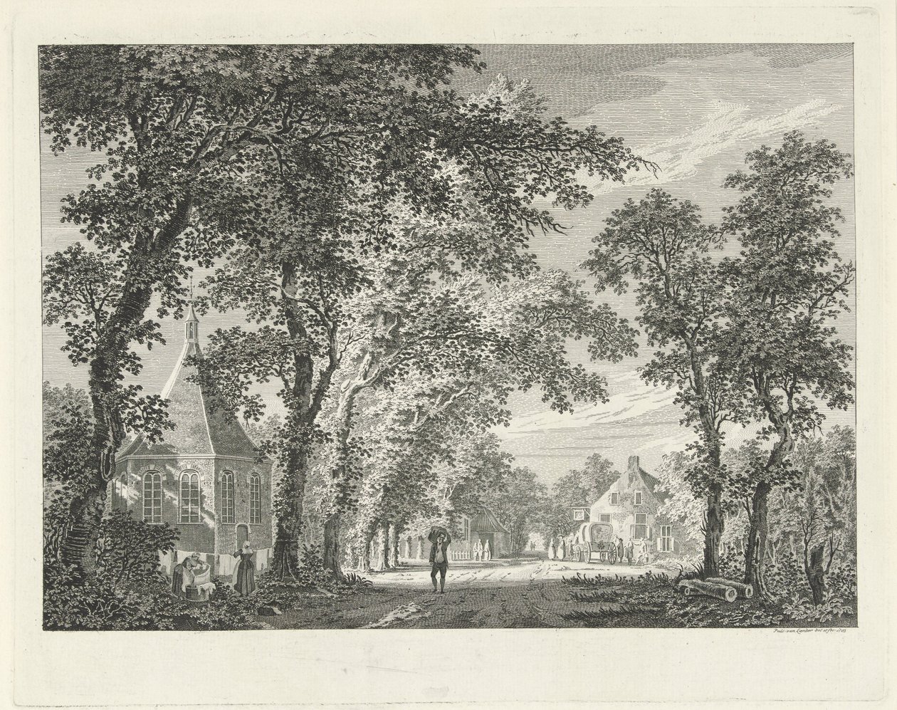 Kylänäkymä Driebergenissä, 1754 tekijältä Paulus van Liender