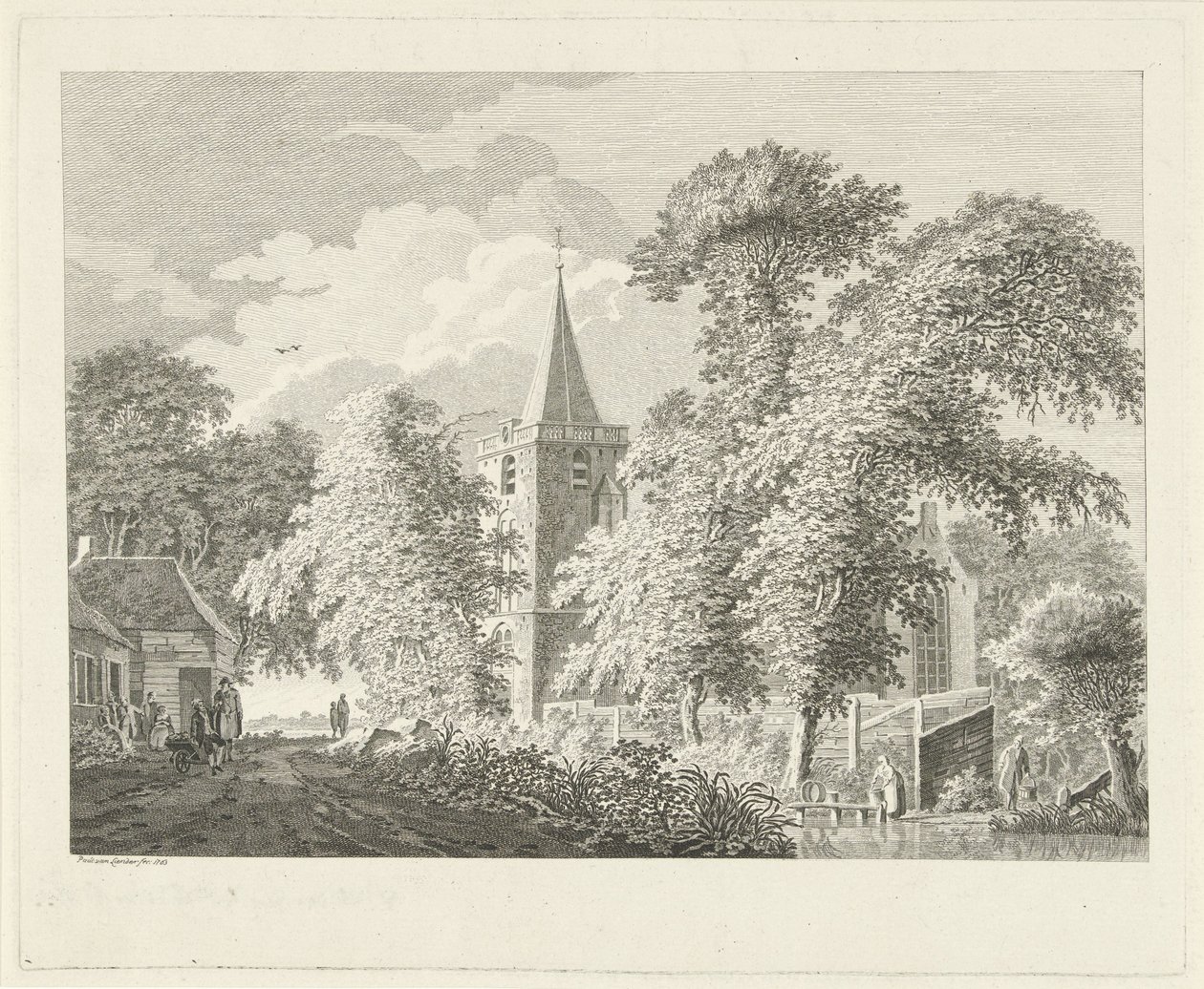 Kylänäkymä Maartensdijkissä, 1753 tekijältä Paulus van Liender
