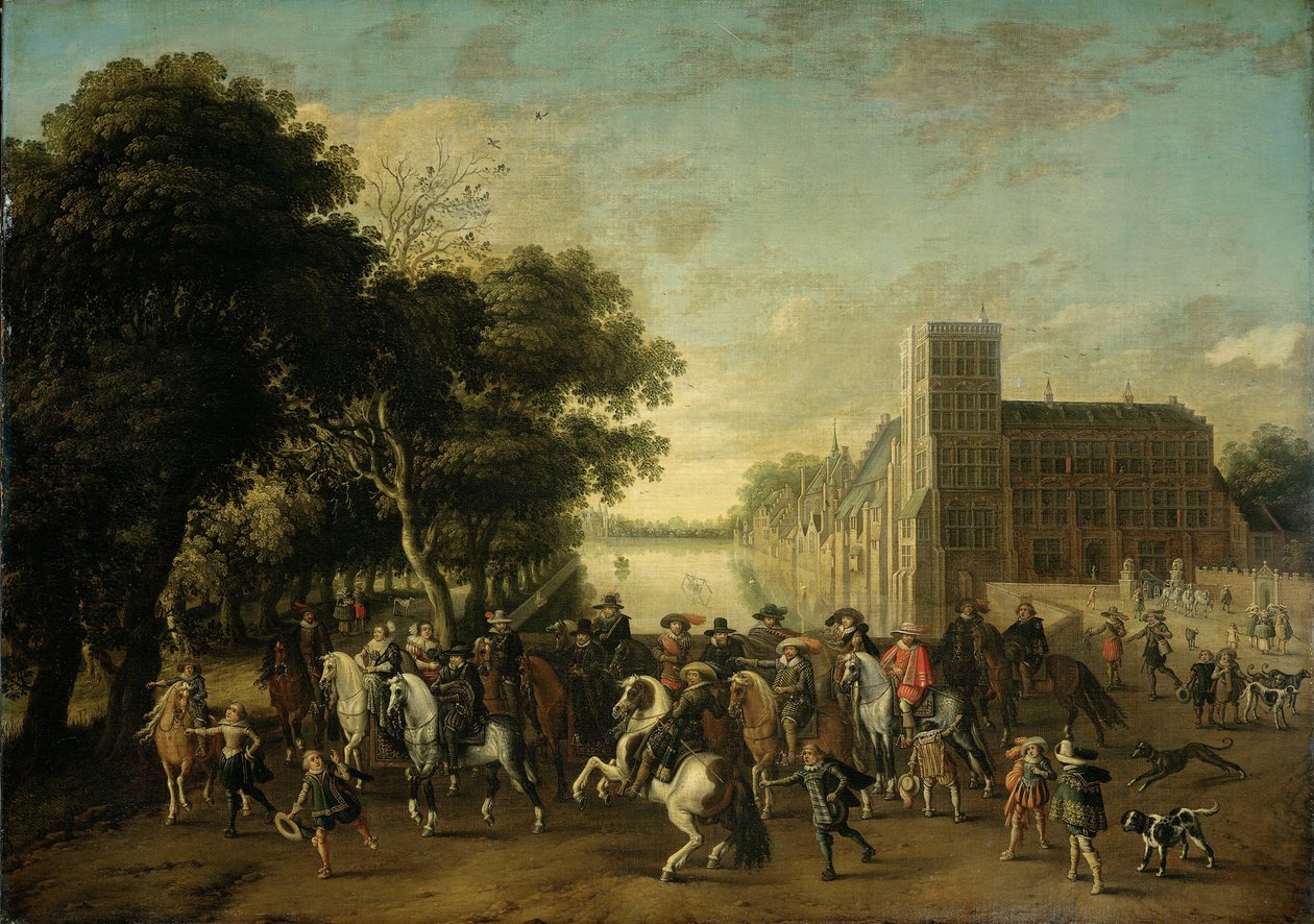 Prinssi Maurice of Orange seurana Frederick V ja hänen vaimonsa Elizabeth Stuart, kuningas ja kuningatar tekijältä Pauwels van Hillegaert
