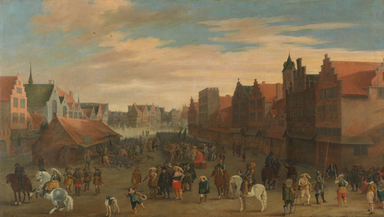 Prinssi Maurits hajottaa "Waardgeldersin" (palkkasoturit kaupunginhallituksen palkassa) Neudella, Utrechtissa, 31. heinäkuuta 1618 tekijältä Pauwels van Hillegaert