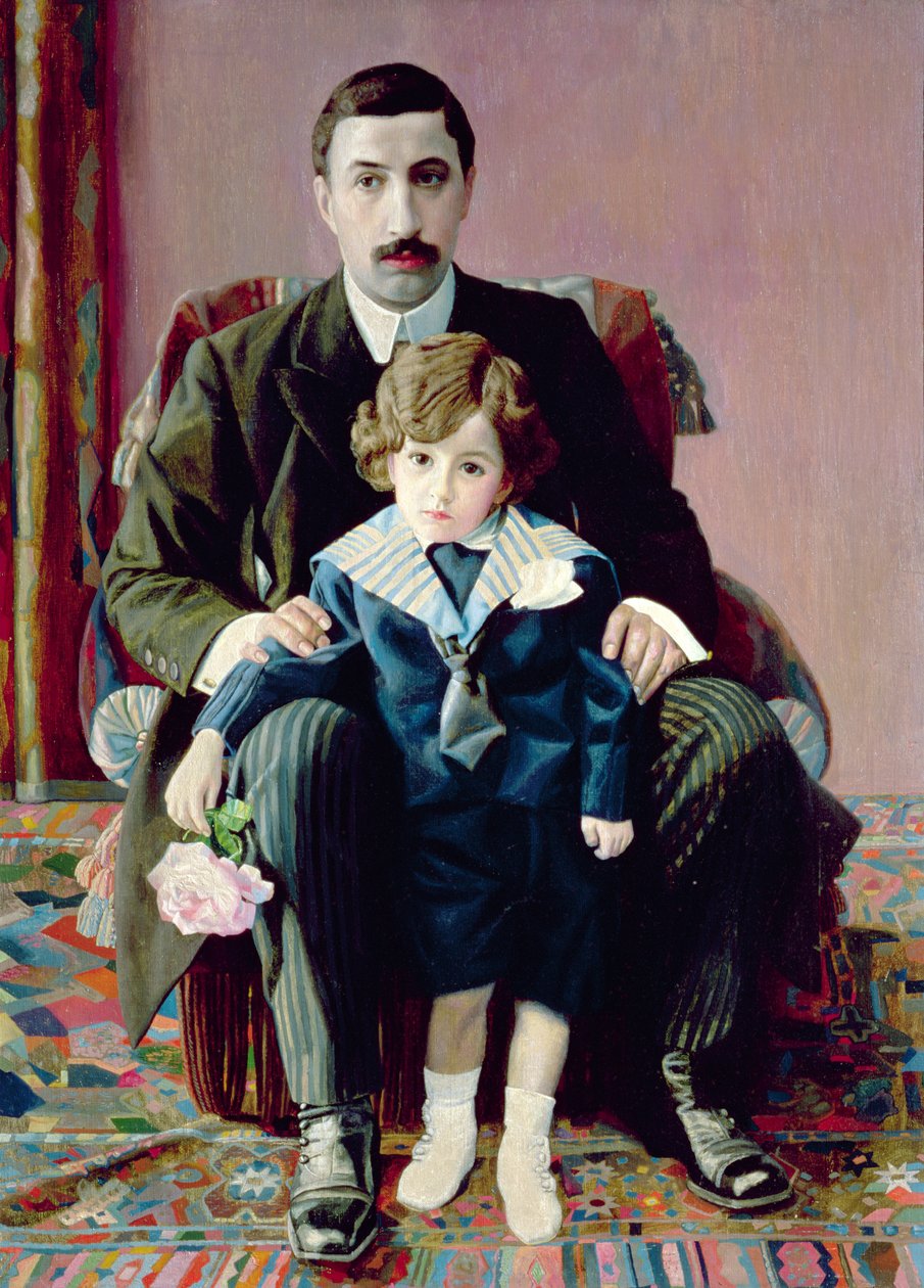 Arman Frantsevich Aziberin ja hänen poikansa muotokuva, 1915 tekijältä Pawel Nikolajewitsch Filonow