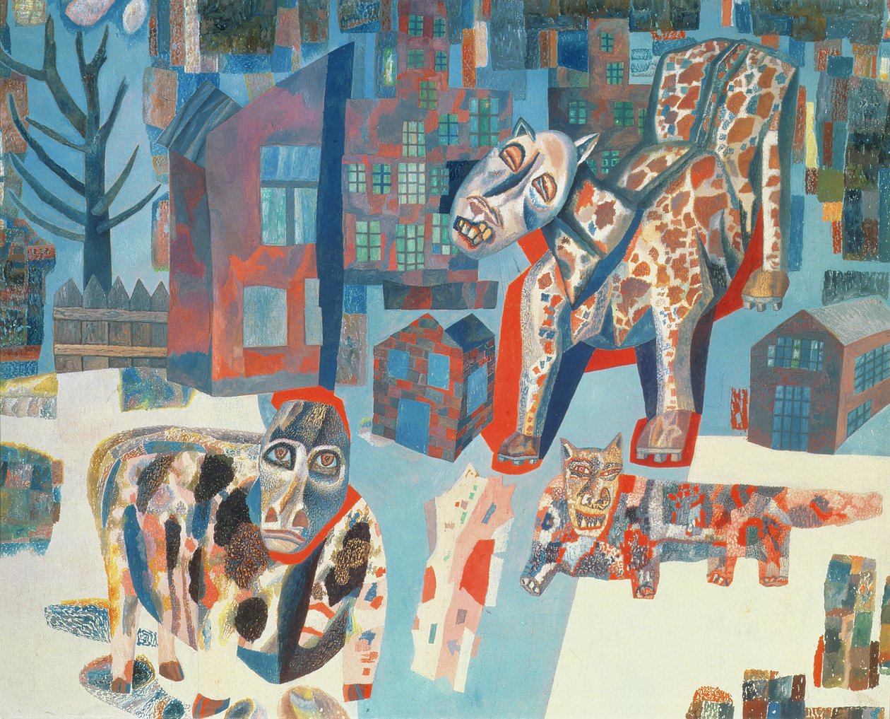The Beasts, 1925-6 (öljy paperille) tekijältä Pawel Nikolajewitsch Filonow