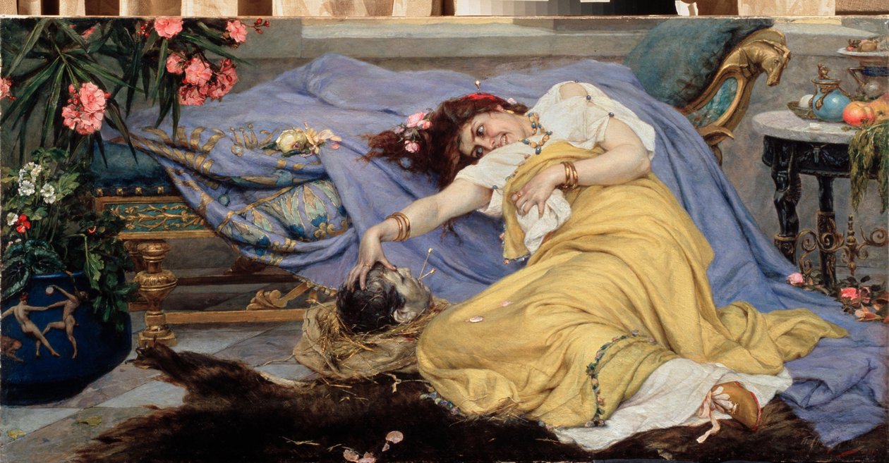 Fulvia (Fulvie Flacca Bambula, 77-40 av J-C) avec la tete de Cicero (Marcus Tullius Cicero tekijältä Pavel Alexandrovich Svedomsky