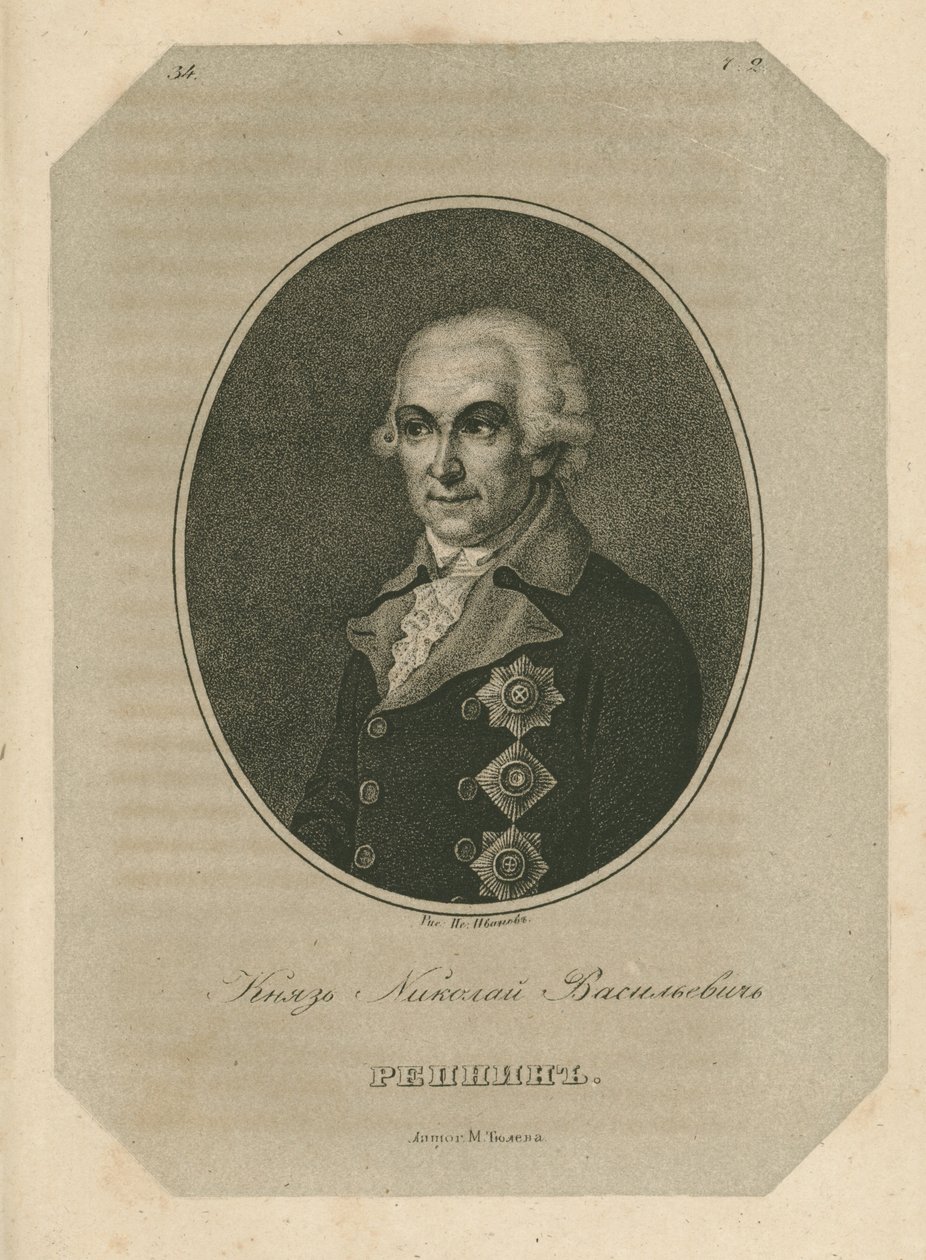 Prinssi Nikolai Vasilyevich Repnin 1734-1801, 1700-luvun loppu. tekijältä Pavel Alexeevich Ivanov