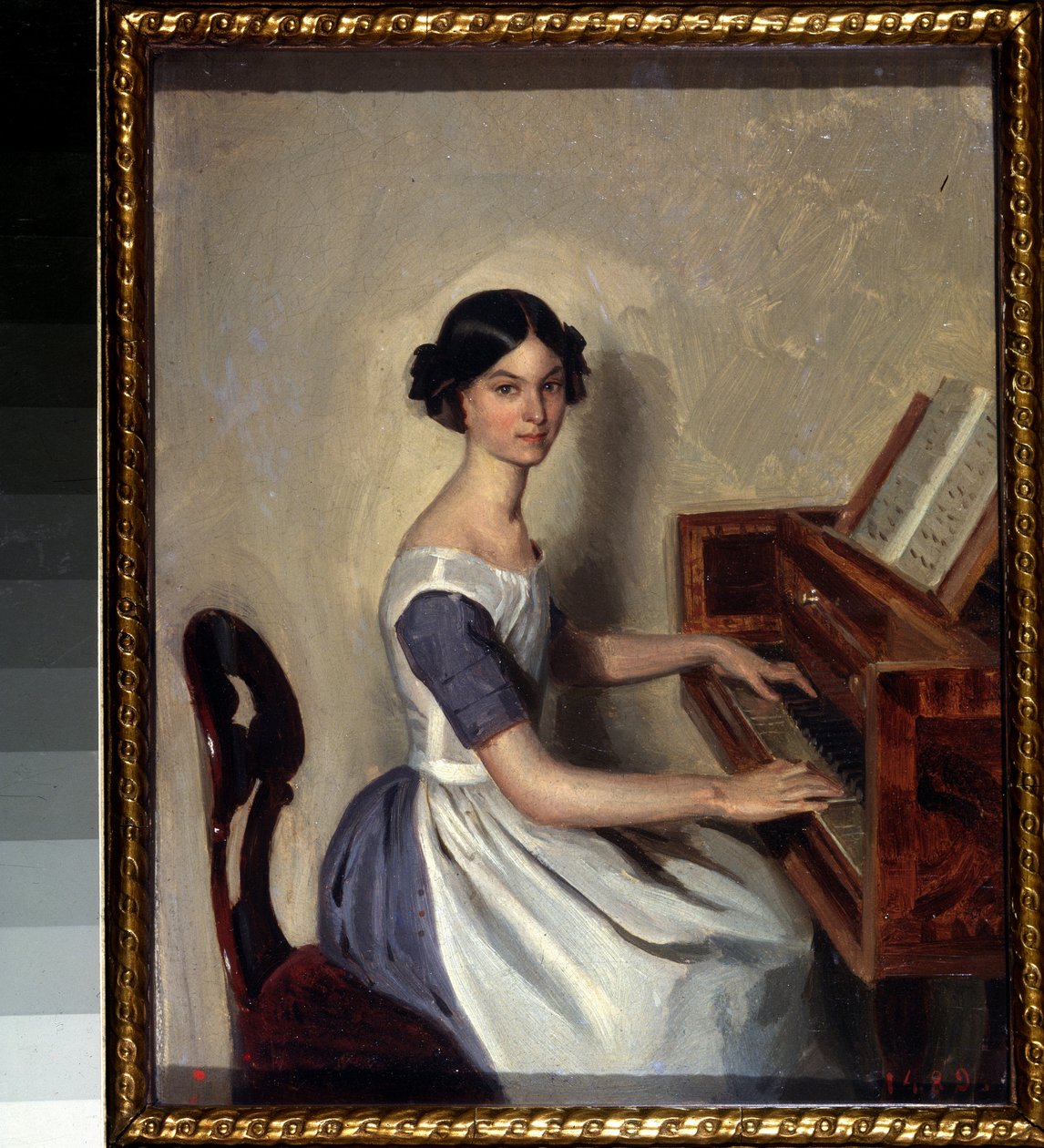 ""Nadežda Ždanovitšin muotokuva cembalossa"" Pavel Andreevich Fedotov (1815-1852) maalaus 1849-1850 Pietarin valtion venäläinen museo tekijältä Pavel Andreevich Fedotov