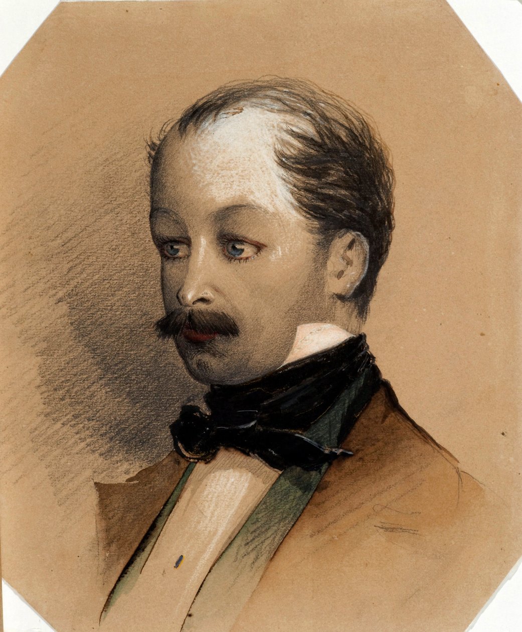 Pavel Andrejevitš Fedotovin muotokuva (1815-1852), peintre russe - Aleksanteri Jegorovich Baidemanin (1826-1869) teos, vers 1852 - Taidemaalari Pavel Andrejevitš Fedotovin (1815-1852) muotokuva Alexander Yegorovichin akvarelli ja valkoinen väri paperille tekijältä Pavel Andreevich Fedotov