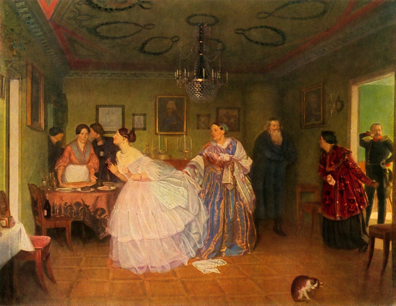 Majors seurustelu eli hän parantaa tilannettaan, 1848, 1965. tekijältä Pavel Andreevich Fedotov