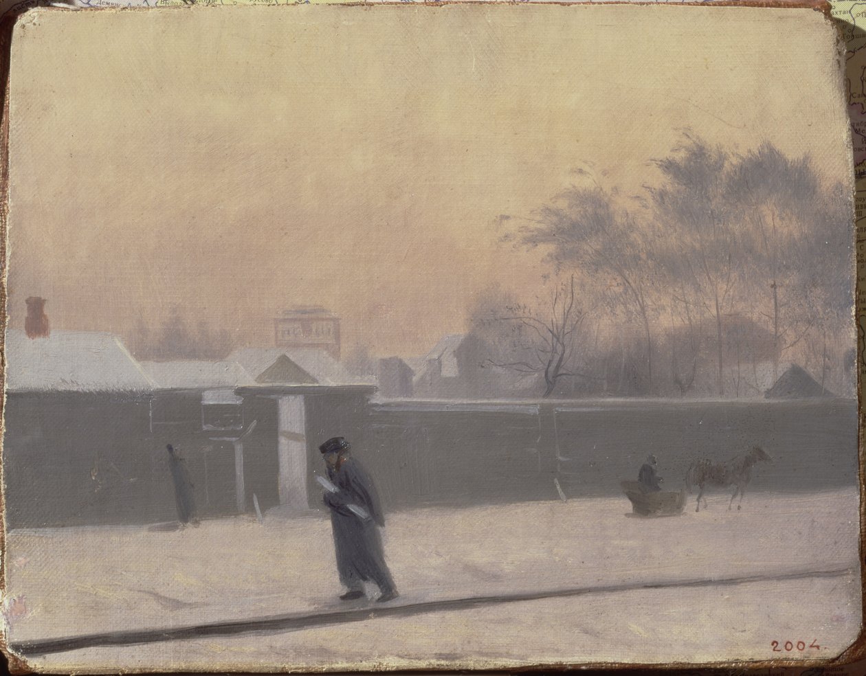Talvikatu Vasilievsky-saarella, Pietari, n. 1851 tekijältä Pavel Andreevich Fedotov
