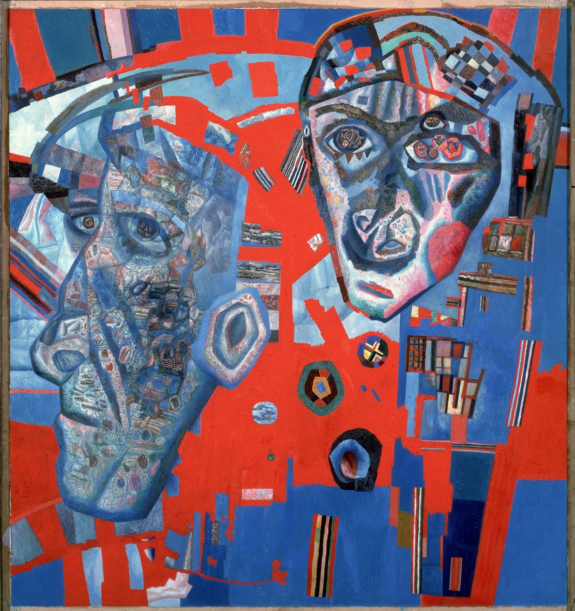 ""Kaksi päätä"" Pavel Nikolajevitš Filonovin (1883-1941) maalaus 1925 Pietarin valtion venäläinen museo tekijältä Pawel Nikolajewitsch Filonow