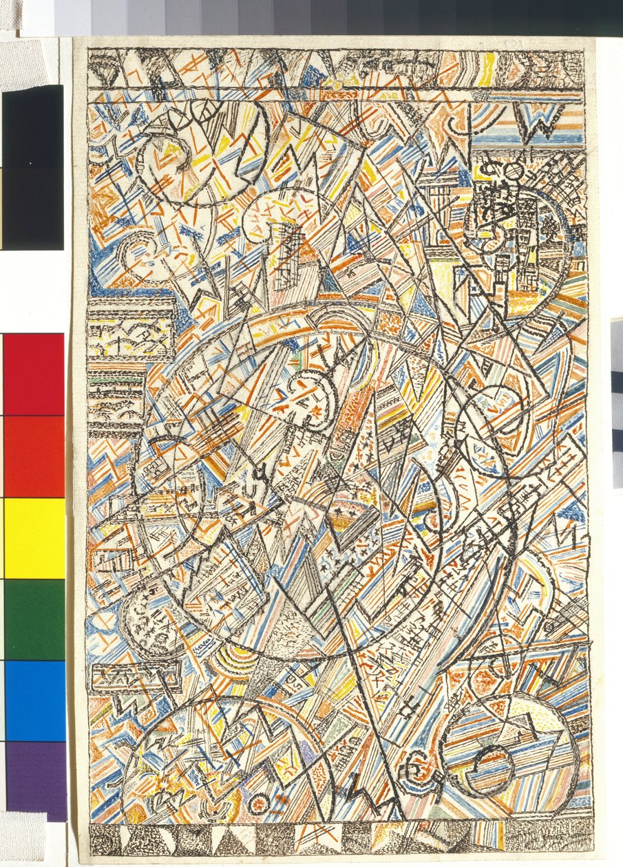 Universumin kaava - Pavel Nikolaievich Filonovin (1883-1941) teos, akvarelli paperille tekijältä Pawel Nikolajewitsch Filonow