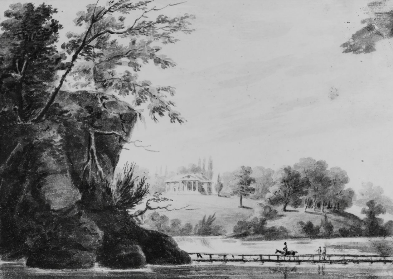 Näkymä Morrisvillestä, kenraali Moreaun maalaistalosta Pennsylvaniassa..., Pennsylvania, 1811-ca. 1813. tekijältä Pavel Petrovic Svin