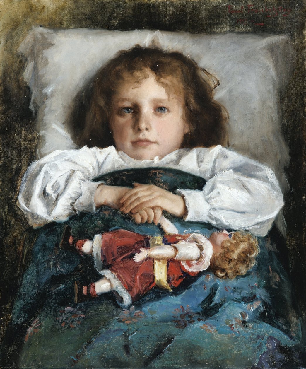 Lapsi nuken kanssa par Trubetskoy (Troubetzkoy), Prinssi Pavel (Paul) Petrovich (1866-1938) tekijältä Pavel Petrovic Trubetskoy