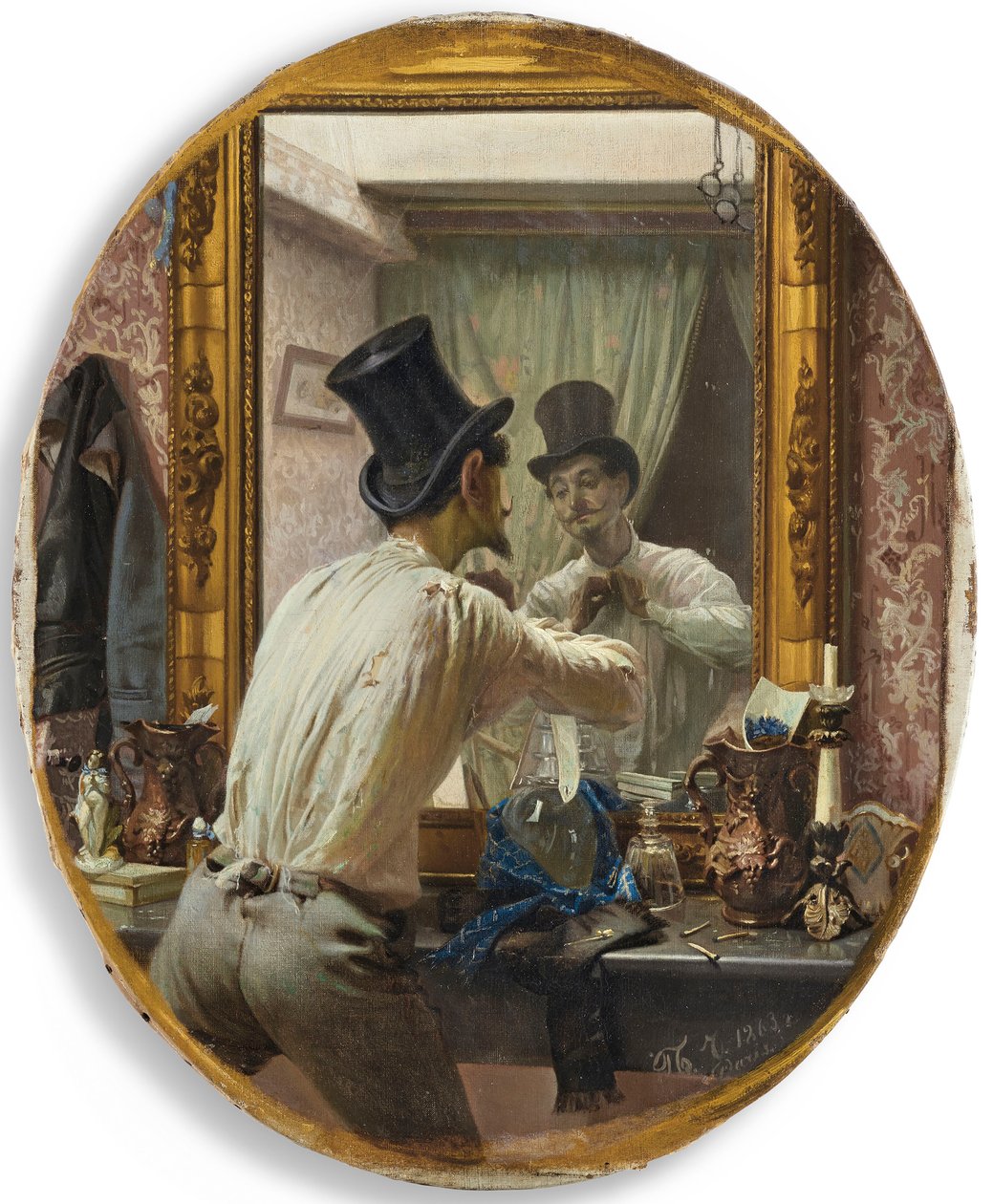 Ranskalainen valmistautuu bal populaireen, 1863. tekijältä Pavel Petrovich Chistyakov
