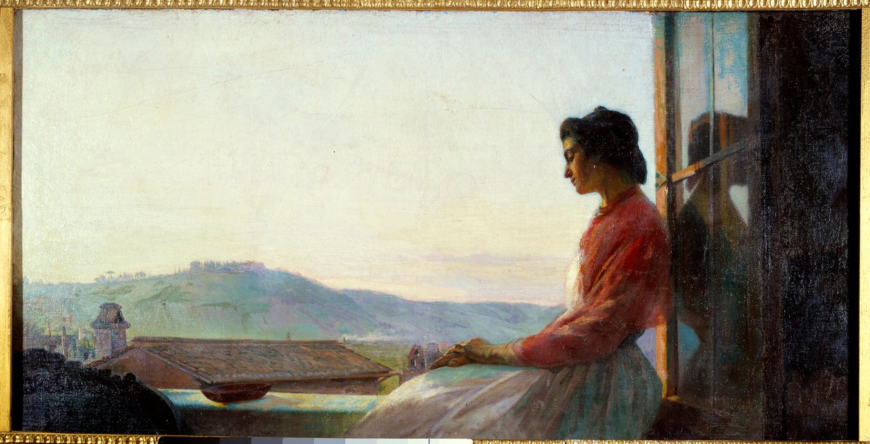 Jovanina istuu ikkunan tuella. Pavel Chistiakovin maalaus (1832 - 1919) tekijältä Pavel Petrovich Chistyakov