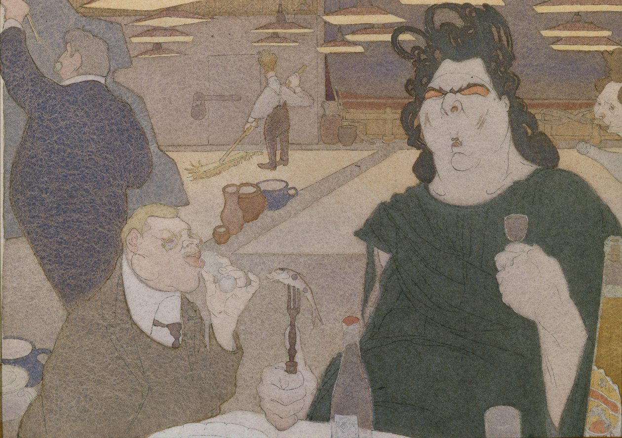 Fjodor Šaljapinin karikatyyri, 1910-luku tekijältä Pavel Yegorovich Shcherbov